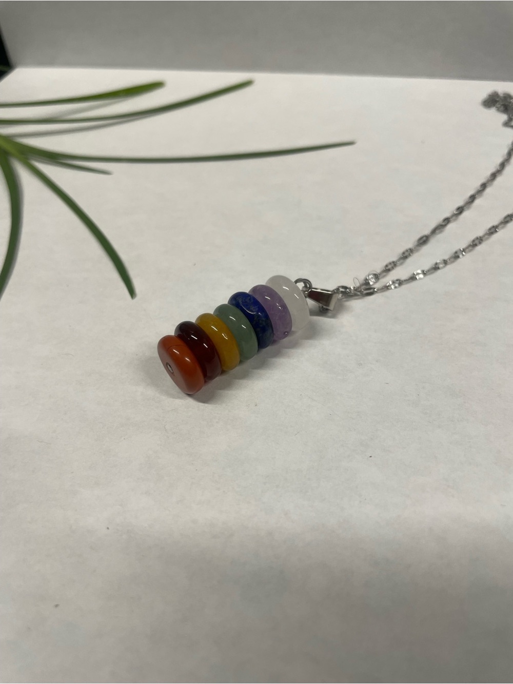 Seven-Stone Multicolor Chakra Necklace with Silver Chain